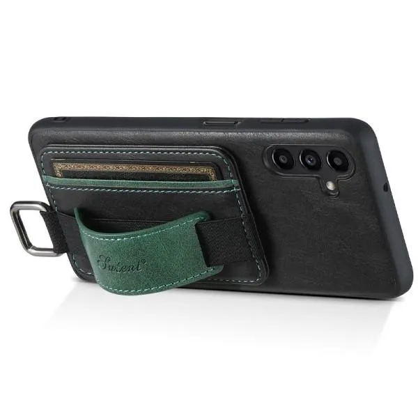Кожаный чехол Wallet case and straps для Samsung Galaxy A14 4G/5G — Черный — фото 4