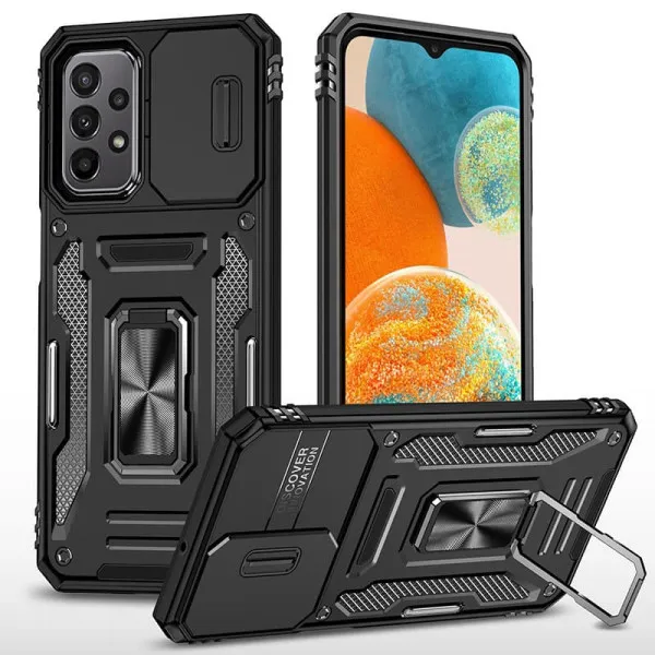 Ударостійкий чохол Camshield Army Ring для Samsung Galaxy A23 4G — Чорний — фото 1