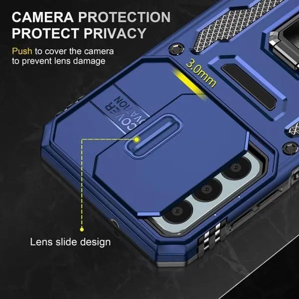 Ударопрочный чехол Camshield Army Ring для Samsung Galaxy A25 5G — Синий — фото 4