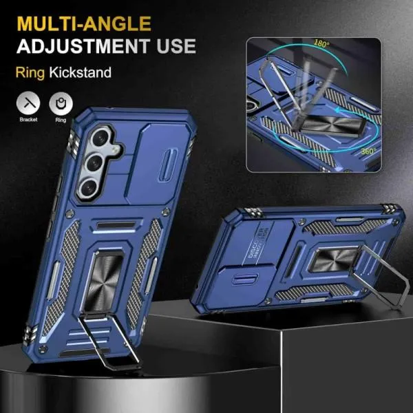Ударопрочный чехол Camshield Army Ring для Samsung Galaxy A35 / A55 — Синий — фото 3