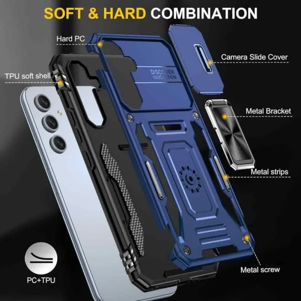 Ударопрочный чехол Camshield Army Ring для Samsung Galaxy A35 / A55 — Синий — фото 4