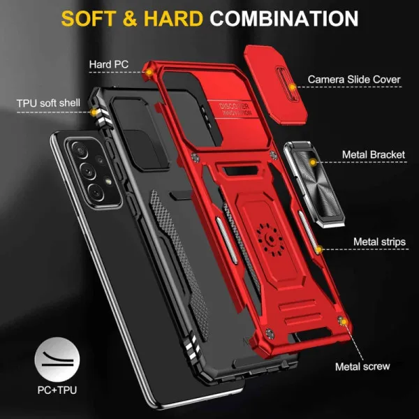 Ударопрочный чехол Camshield Army Ring для Samsung Galaxy A73 5G — Красный — фото 5 Ударопрочный чехол Camshield Army Ring для Samsung Galaxy A73 5G — Красный — фото 5