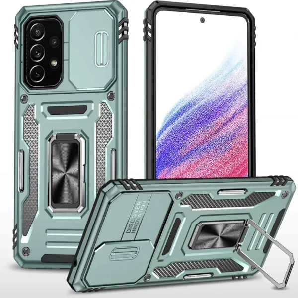 Ударопрочный чехол Camshield Army Ring для Samsung Galaxy A73 5G — Зеленый — фото 1
