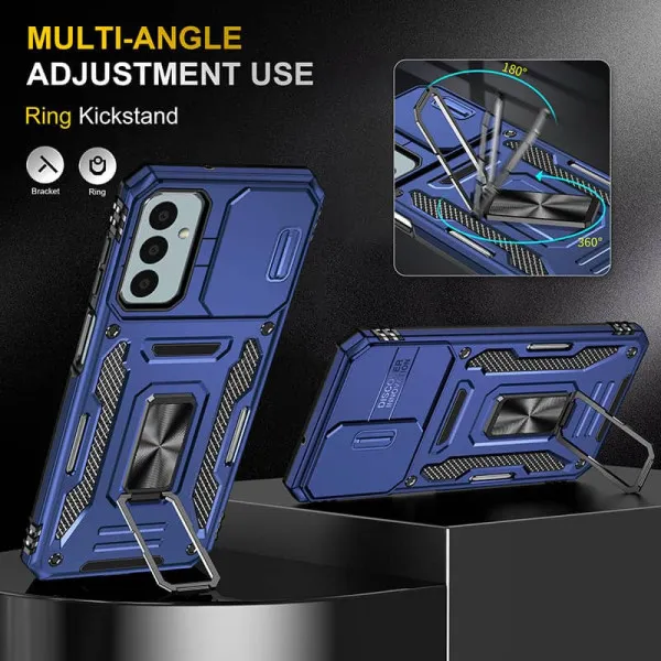 Ударопрочный чехол Camshield Army Ring для Samsung Galaxy M34 5G — Синий — фото 3