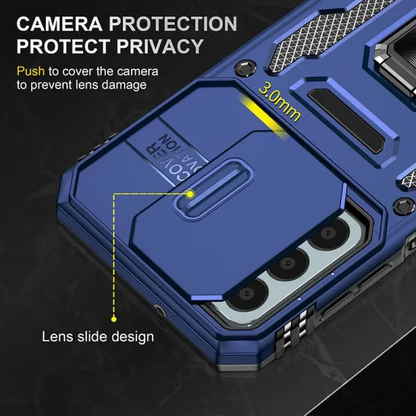Ударопрочный чехол Camshield Army Ring для Samsung Galaxy M34 5G — Синий — фото 4