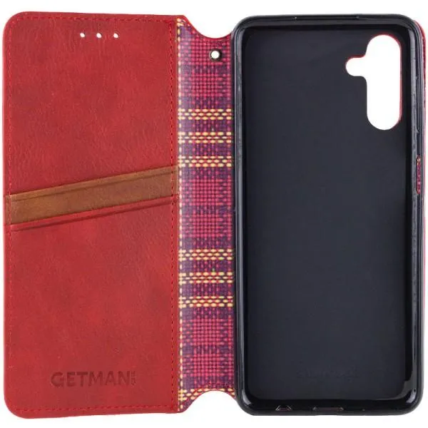 Кожаный чехол-книжка GETMAN Cubic (PU) для Samsung Galaxy M35 5G — Красный — фото 3 Кожаный чехол-книжка GETMAN Cubic (PU) для Samsung Galaxy M35 5G — Красный — фото 3