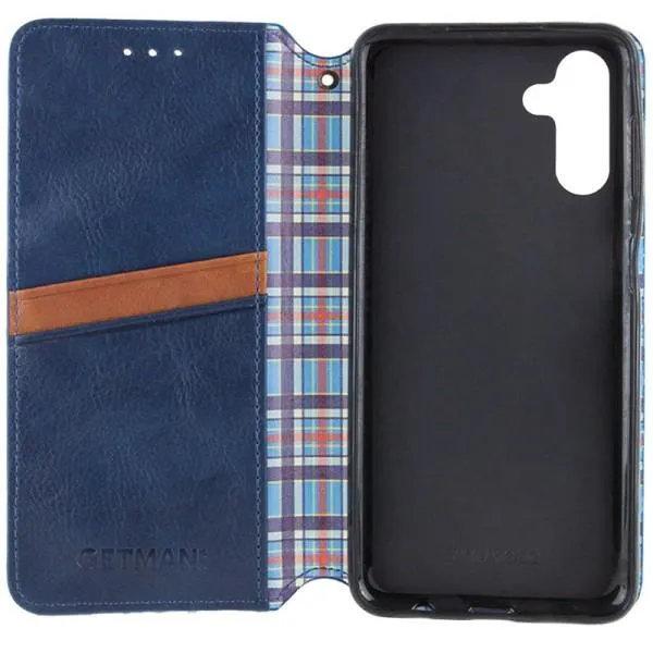 Кожаный чехол-книжка GETMAN Cubic (PU) для Samsung Galaxy M35 5G — Синий — фото 3 Кожаный чехол-книжка GETMAN Cubic (PU) для Samsung Galaxy M35 5G — Синий — фото 3