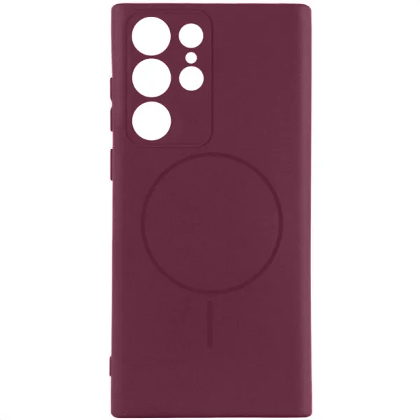 Чехол Silicone Cover Lakshmi Full Camera (AA) with Magnetic Fit для Samsung Galaxy S23 Ultra — Бордовый Чехол Silicone Cover Lakshmi Full Camera (AA) with Magnetic Fit для Samsung Galaxy S23 Ultra — Бордовый