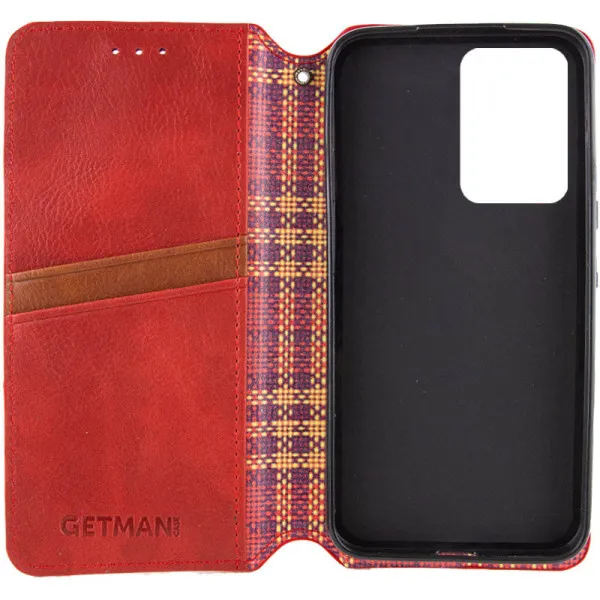 Кожаный чехол-книжка GETMAN Cubic (PU) для Samsung Galaxy S24 Ultra — Красный — фото 3 Кожаный чехол-книжка GETMAN Cubic (PU) для Samsung Galaxy S24 Ultra — Красный — фото 3