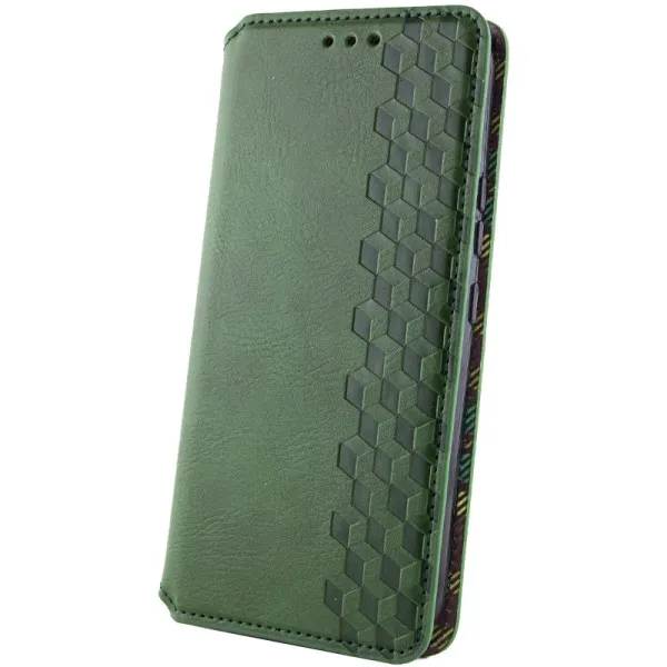Кожаный чехол-книжка GETMAN Cubic (PU) для Samsung Galaxy S24 — Зеленый — фото 4 Кожаный чехол-книжка GETMAN Cubic (PU) для Samsung Galaxy S24 — Зеленый — фото 4