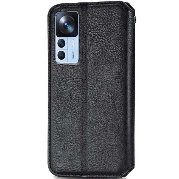 Кожаный чехол-книжка GETMAN Cubic (PU) для Xiaomi 12T / 12T Pro — Черный — фото 2 Кожаный чехол-книжка GETMAN Cubic (PU) для Xiaomi 12T / 12T Pro — Черный — фото 2