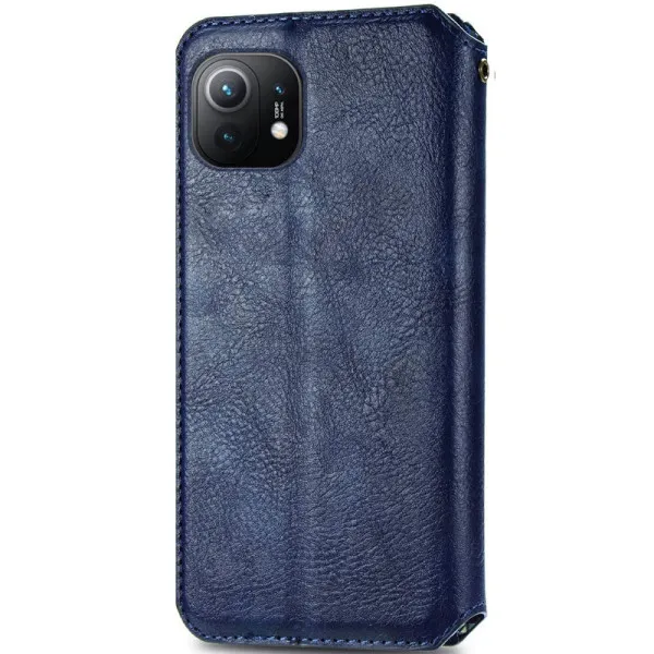 Кожаный чехол-книжка GETMAN Cubic (PU) для Xiaomi Mi 11 — Синий — фото 2 Кожаный чехол-книжка GETMAN Cubic (PU) для Xiaomi Mi 11 — Синий — фото 2
