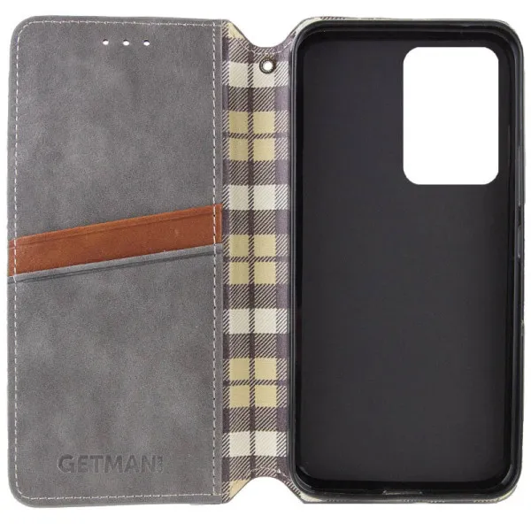 Кожаный чехол-книжка GETMAN Cubic (PU) для Xiaomi Poco F5 Pro — Серый — фото 3 Кожаный чехол-книжка GETMAN Cubic (PU) для Xiaomi Poco F5 Pro — Серый — фото 3