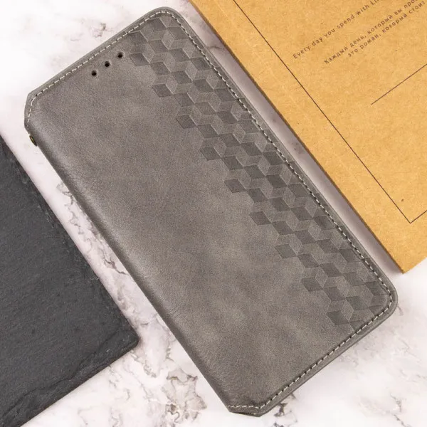 Кожаный чехол-книжка GETMAN Cubic (PU) для Xiaomi Poco F5 Pro — Серый — фото 4 Кожаный чехол-книжка GETMAN Cubic (PU) для Xiaomi Poco F5 Pro — Серый — фото 4