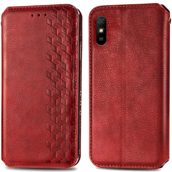 Кожаный чехол-книжка GETMAN Cubic (PU) для Xiaomi Redmi 9A — Красный — фото 5