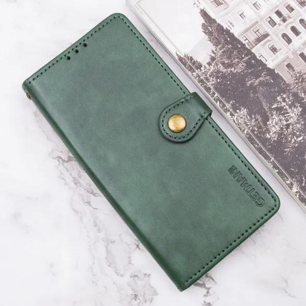 Кожаный чехол-книжка GETMAN Gallant (PU) для Xiaomi Redmi Note 13 Pro+ — Зеленый — фото 5