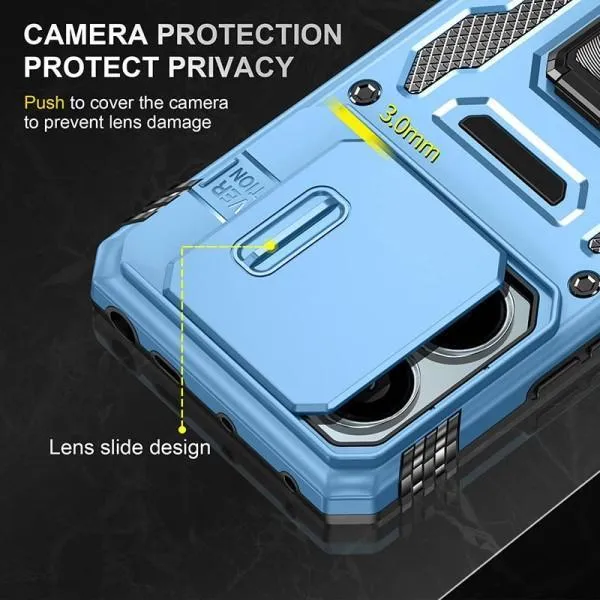 Ударопрочный чехол Camshield Army Ring для Xiaomi Redmi Note 13 Pro 4G / 14s / Poco M6 Pro 4G — Голубой — фото 2