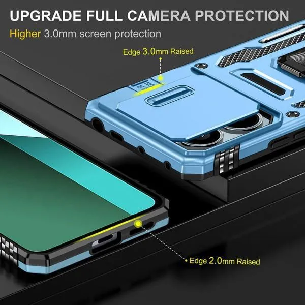 Ударопрочный чехол Camshield Army Ring для Xiaomi Redmi Note 13 Pro 4G / 14s / Poco M6 Pro 4G — Голубой — фото 3