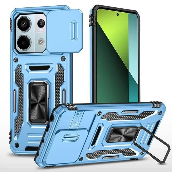Ударопрочный чехол Camshield Army Ring для Xiaomi Redmi Note 13 4G — Голубой — фото 1