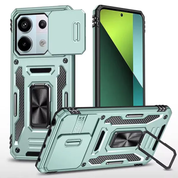 Ударопрочный чехол Camshield Army Ring для Xiaomi Redmi Note 13 4G — Зеленый — фото 1