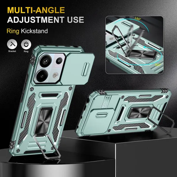 Ударопрочный чехол Camshield Army Ring для Xiaomi Redmi Note 13 4G — Зеленый — фото 2