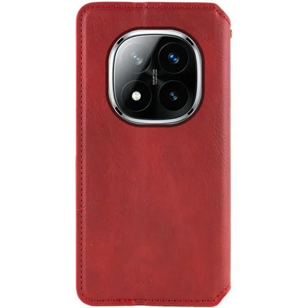 Кожаный чехол-книжка GETMAN Cubic (PU) для Xiaomi Redmi Note 14 Pro 4G — Красный — фото 3
