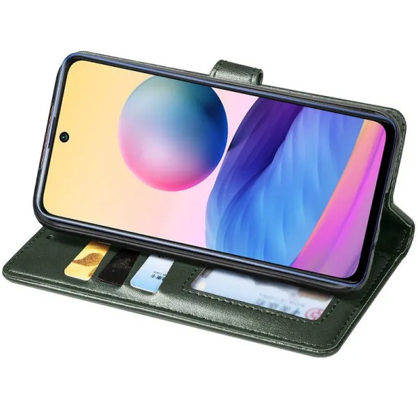 Кожаный чехол-книжка GETMAN Gallant (PU) для Xiaomi Redmi Note 15 Pro 4G — Зеленый — фото 4