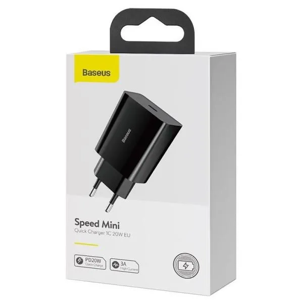 СЗУ Baseus Speed Mini Quick Charger PD20W (1USB-C) (CCFS-S) — Черный — фото 5 СЗУ Baseus Speed Mini Quick Charger PD20W (1USB-C) (CCFS-S) — Черный — фото 5