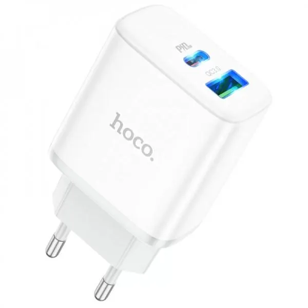 СЗУ Hoco C105A Stage PD20W+QC3.0 (1USB-A/1C) — Белый — фото 1 СЗУ Hoco C105A Stage PD20W+QC3.0 (1USB-A/1C) — Белый — фото 1
