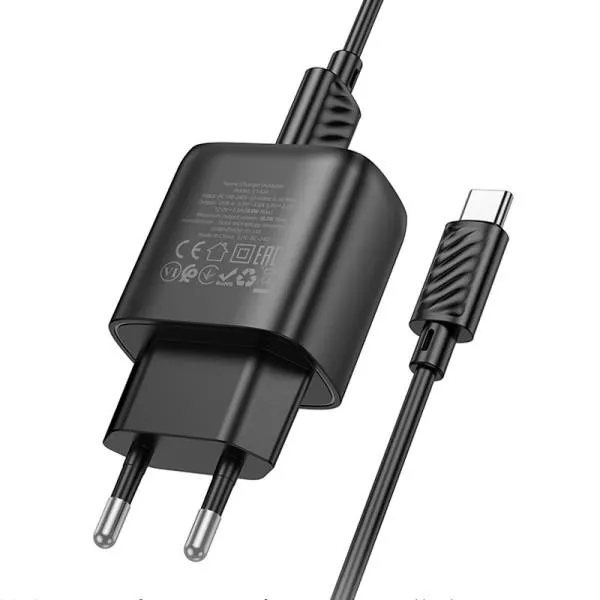 СЗУ Hoco C140A Smart QC3.0 18W (1USB-A) + кабель USB to Type-C — Черный — фото 4