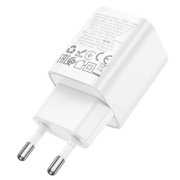 МЗП Hoco C149A Charm PD30W+QC3.0 (1USB-A/1C) — Білий — фото 3
