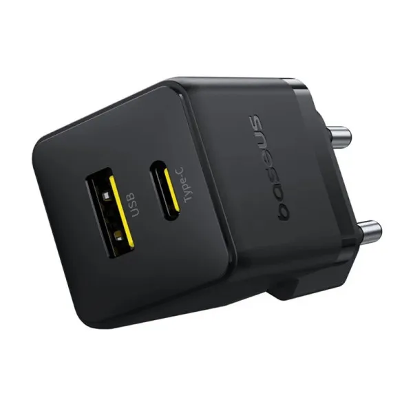 СЗУ Baseus Palm Fast Charger PD30W+QC3.0 (1USB-A/1C) + кабель Type-C to Type-C (P1011160A) — Черный — фото 3