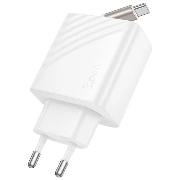 СЗУ Hoco N57 Full PD20W with retractable cable Type-C (2USB-C) — Белый — фото 3