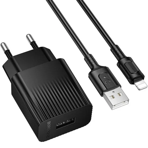 СЗУ Borofone BAS71A Source 10.5W (1USB-A) + кабель USB to Lightning — Черный — фото 2