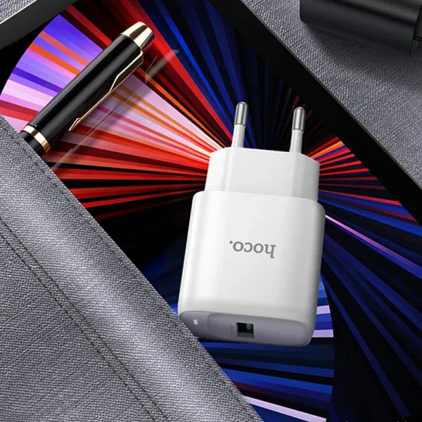 МЗП Hoco C140A Smart QC3.0 18W (1USB-A) + кабель USB to MicroUSB — Білий — фото 4 МЗП Hoco C140A Smart QC3.0 18W (1USB-A) + кабель USB to MicroUSB — Білий — фото 4