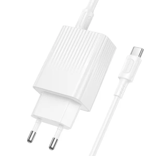 СЗУ Borofone BAS76A Source PD30W+QC3.0 (1USB-A/1C) + кабель Type-C to Type-C — Белый — фото 4