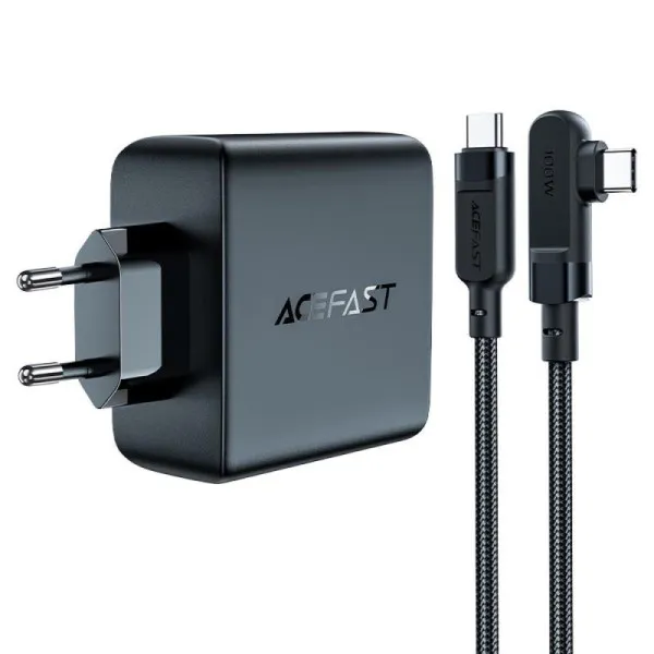 МЗП Acefast A37 PD100W+QC3.0 GaN (1USB-A/3C) + кабель Type-C to Type-C 2m — Чорний — фото 2