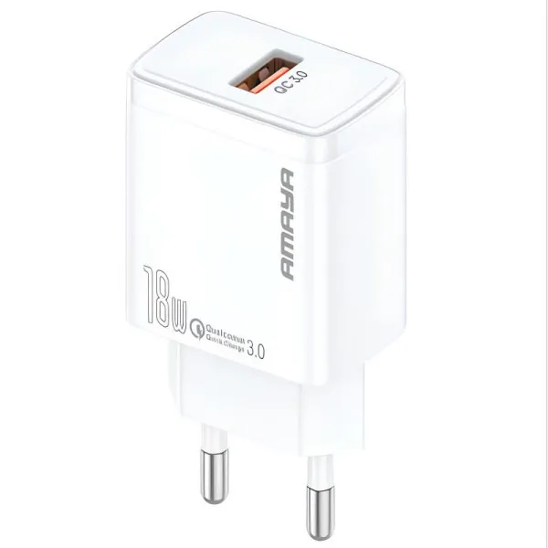 СЗУ Amaya E59S QC3.0 18W (1USB-A) + кабель USB to Type-C — Белый — фото 1
