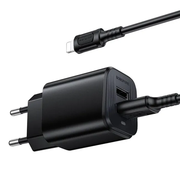 СЗУ Borofone BAS81A Star 10.5W (2USB-A) + кабель USB to Lightning — Черный — фото 2