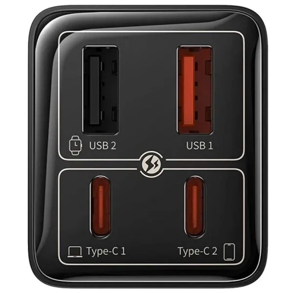 СЗУ Baseus GaN6 Pro Fast Charger PD100W+QC3.0 (2USB-A/2C) (P101627) — Черный — фото 2