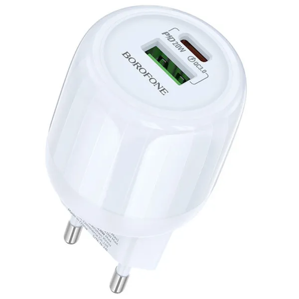 СЗУ Borofone BA93A Lustrous PD20W+QC3.0 (1USB-A/1C) — Blue — фото 1