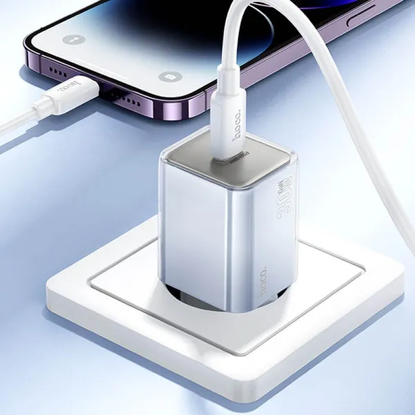 СЗУ Hoco N47 Glorious PD30W (1USB-C) + кабель Type-C to Lightning — Blue — фото 4