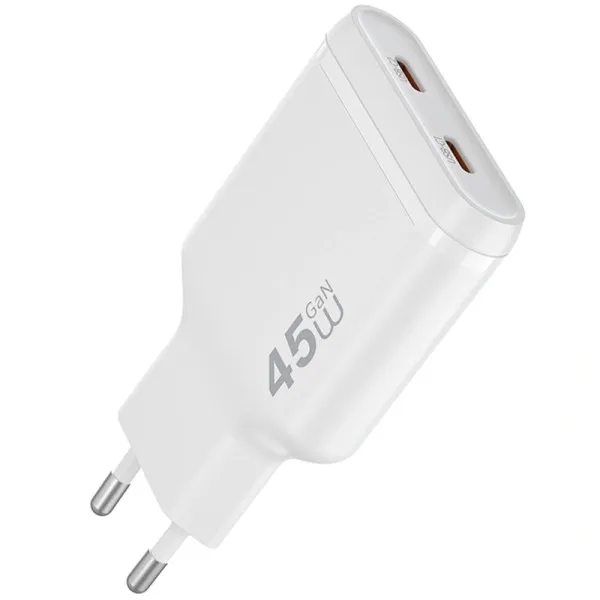 СЗУ WIWU G034 Essen PD45W GaN (2USB-C) — Белый — фото 5