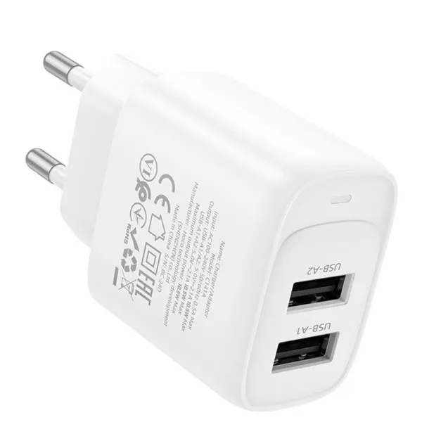 СЗУ Hoco C141A Smart 2.1A (2USB-A) — Белый — фото 3