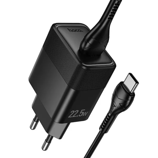 СЗУ Hoco CS111A Lounge QC3.0 22.5W (1USB-A) + кабель USB to Type-C — Черный — фото 3 СЗУ Hoco CS111A Lounge QC3.0 22.5W (1USB-A) + кабель USB to Type-C — Черный — фото 3