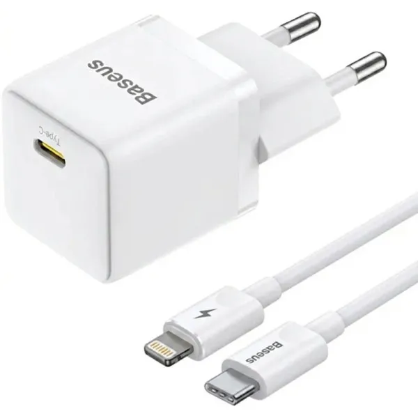 СЗУ Baseus Palm Fast Charger PD20W (1USB-C) + кабель Type-C to Lightning (E01164) — Белый