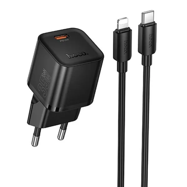СЗУ Hoco N66 Ingenious PD35W (1USB-C) + кабель Type-C to Lightning — Черный — фото 1 СЗУ Hoco N66 Ingenious PD35W (1USB-C) + кабель Type-C to Lightning — Черный — фото 1