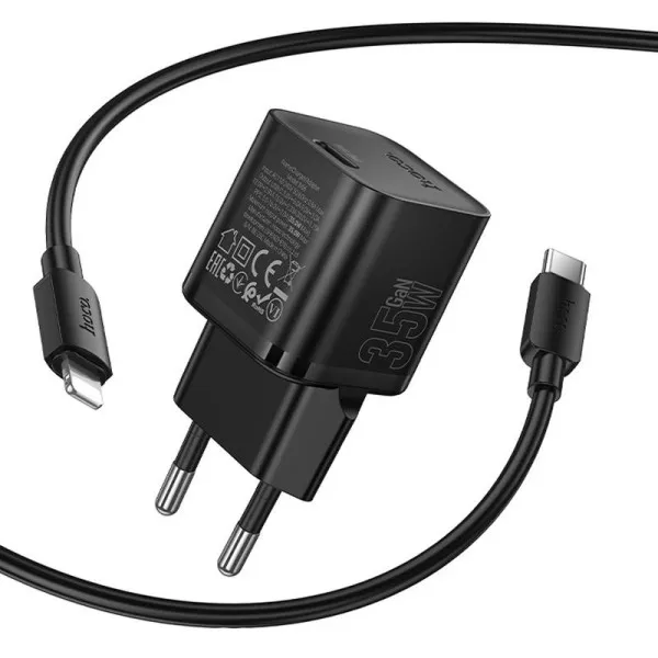 СЗУ Hoco N66 Ingenious PD35W (1USB-C) + кабель Type-C to Lightning — Черный — фото 5 СЗУ Hoco N66 Ingenious PD35W (1USB-C) + кабель Type-C to Lightning — Черный — фото 5