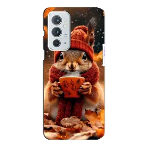 Печатный чехол «Зверята с кофе» для OnePlus 9RT (Белка с кофе)
