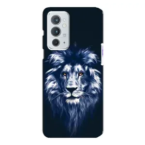 Чехол с картинкой на OnePlus 9RT (Лев - синий)